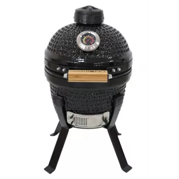 Kamado Bono Picnic keraminė kepsninė 13 colių kamado grilis su vežimėliu, anglimi, juodas