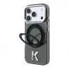 Karl Lagerfeld IML Ring Stand 360 Kameo Metal MagSafe dėklas, skirtas iPhone 18 Pro Max / 17 Pro Max - juodos spalvos
