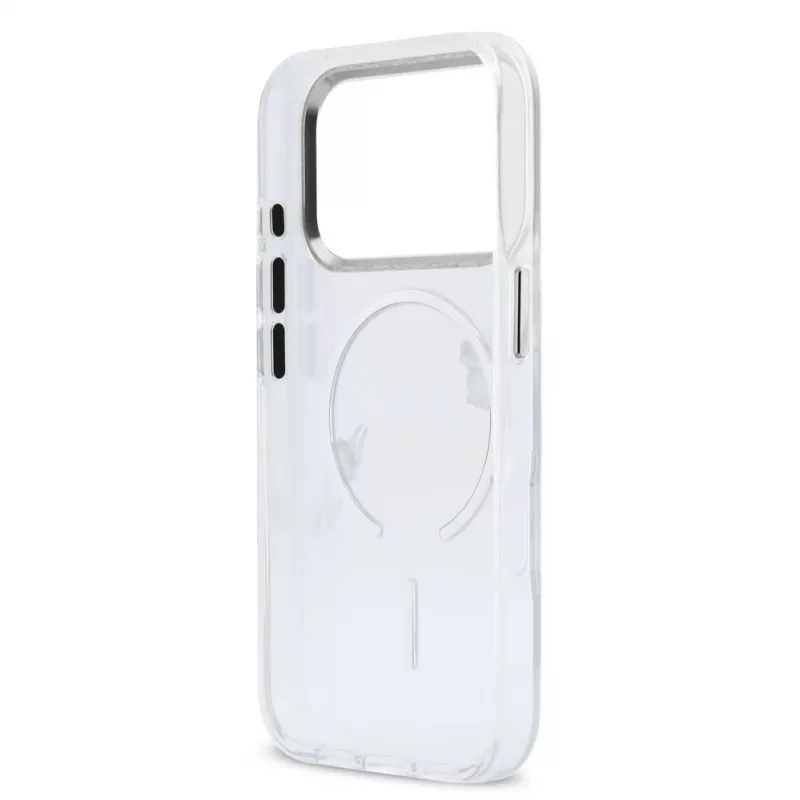 Karl Lagerfeld iPhone 15 Pro MagSafe kietas dėklas permatomas su Karl Script logotipu