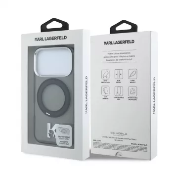 Karl Lagerfeld iPhone 18 Pro / 17 Pro MagSafe IML žiedo stovas 360 Kameo Metal dėklas - juodas