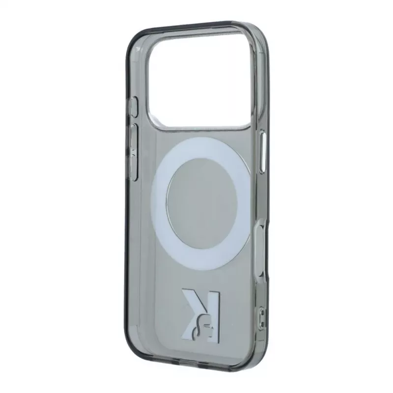 Karl Lagerfeld iPhone 18 Pro / 17 Pro MagSafe IML žiedo stovas 360 Kameo Metal dėklas - juodas