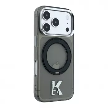 Karl Lagerfeld iPhone 18 Pro / 17 Pro MagSafe IML žiedo stovas 360 Kameo Metal dėklas - juodas