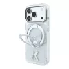 Karl Lagerfeld iPhone 18 Pro Max / 17 Pro Max MagSafe IML žiedo stovas 360 Kameo metalo permatomas dėklas