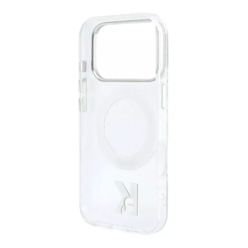 Karl Lagerfeld iPhone 18 Pro Max / 17 Pro Max MagSafe IML žiedo stovas 360 Kameo metalo permatomas dėklas