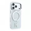 Karl Lagerfeld iPhone 18 Pro Max / 17 Pro Max MagSafe IML žiedo stovas 360 Kameo metalo permatomas dėklas
