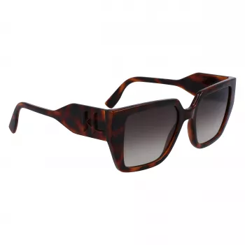 KARL LAGERFELD KL6098SN-240 Moteriški kvadratiniai acetatiniai akiniai nuo saulės - Rudi Havana rėmeliai, rudi gradientiniai lęšiai - 52/19/140 mm