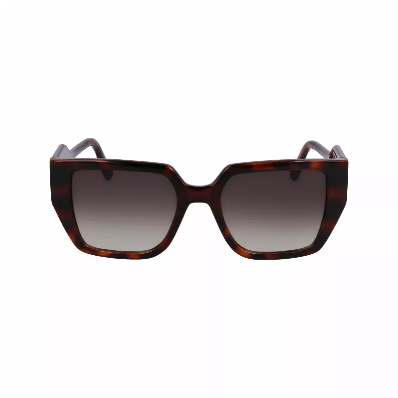 KARL LAGERFELD KL6098SN-240 Moteriški kvadratiniai acetatiniai akiniai nuo saulės - Rudi Havana rėmeliai, rudi gradientiniai lęšiai - 52/19/140 mm