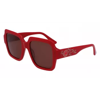 KARL LAGERFELD KL6104SR-600 Moteriški katės akies akiniai nuo saulės, blizgantys raudoni, pilkas gradientas, 53 mm