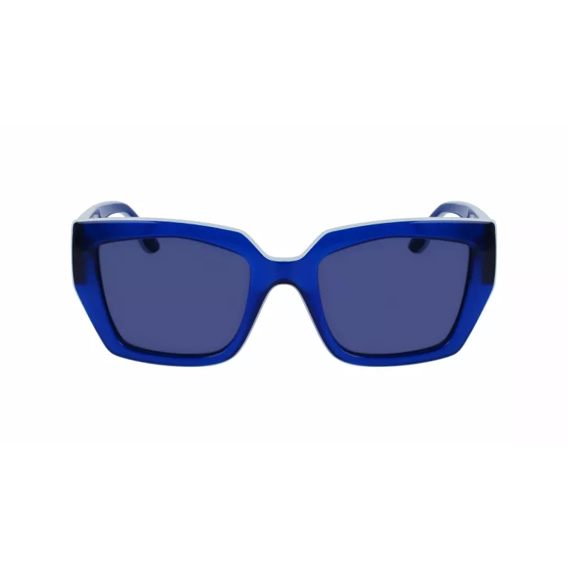 KARL LAGERFELD KL6143S-400 Moteriški kvadratiniai acetatiniai akiniai nuo saulės, tamsiai mėlynas rėmelis, pilki gradientiniai lęšiai, 53 mm