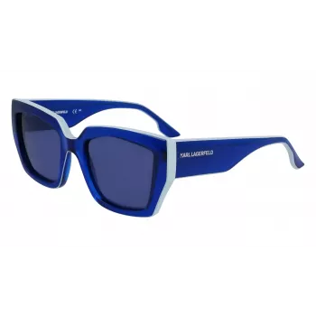 KARL LAGERFELD KL6143S-400 Moteriški kvadratiniai acetatiniai akiniai nuo saulės, tamsiai mėlynas rėmelis, pilki gradientiniai lęšiai, 53 mm