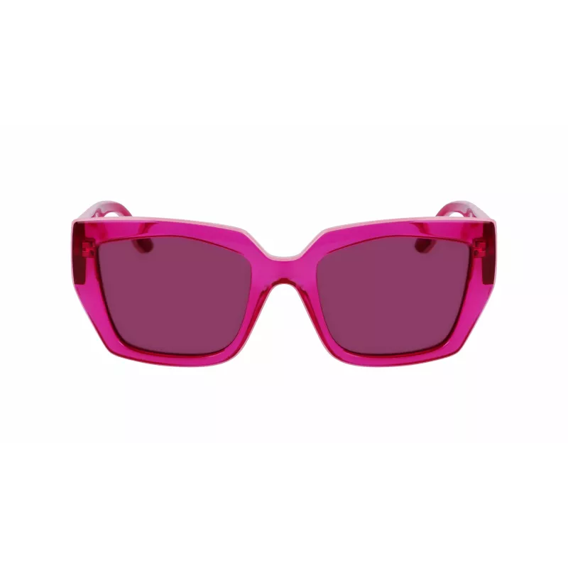 KARL LAGERFELD KL6143S-650 Moteriški kvadratiniai acetatiniai akiniai nuo saulės - Red Havana, rudi gradientiniai lęšiai 53/20/145 mm