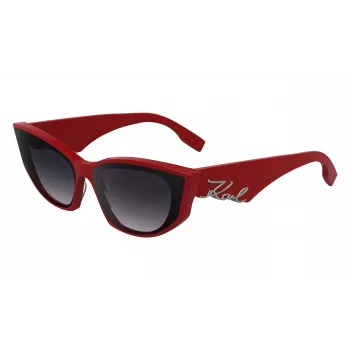 KARL LAGERFELD KL6162S-600 Moteriški drugelio formos akiniai nuo saulės - Raudonas/burgundiškas acetato rėmelis, gradientiniai rudi lęšiai, 64/14/140 mm