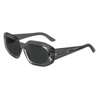 KARL LAGERFELD KL6167S-020 Moteriški kvadratiniai akiniai nuo saulės – juodas acetatinis rėmelis, pilkai dūminiai lęšiai, 53 mm