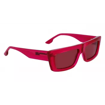KARL LAGERFELD KLJ6147S Unisex kvadratiniai akiniai nuo saulės - Juodas acetatinis rėmas, pilki polikarbonatiniai lęšiai 56mm