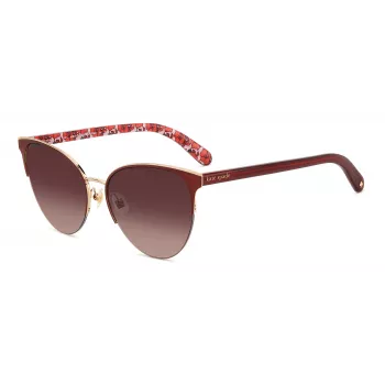 KATE SPADE Moteriški „Izara“ katės akies akiniai nuo saulės – juodas acetatinis rėmelis su pilkais gradientiniais lęšiais – 57/17/140 mm