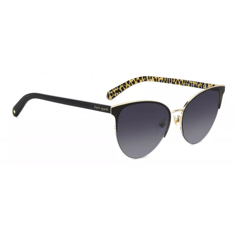 KATE SPADE Moteriški katės akies akiniai nuo saulės Izara IZARAGS807F79 - Juodas acetato rėmelis, pilki polikarbonato lęšiai, 57 mm