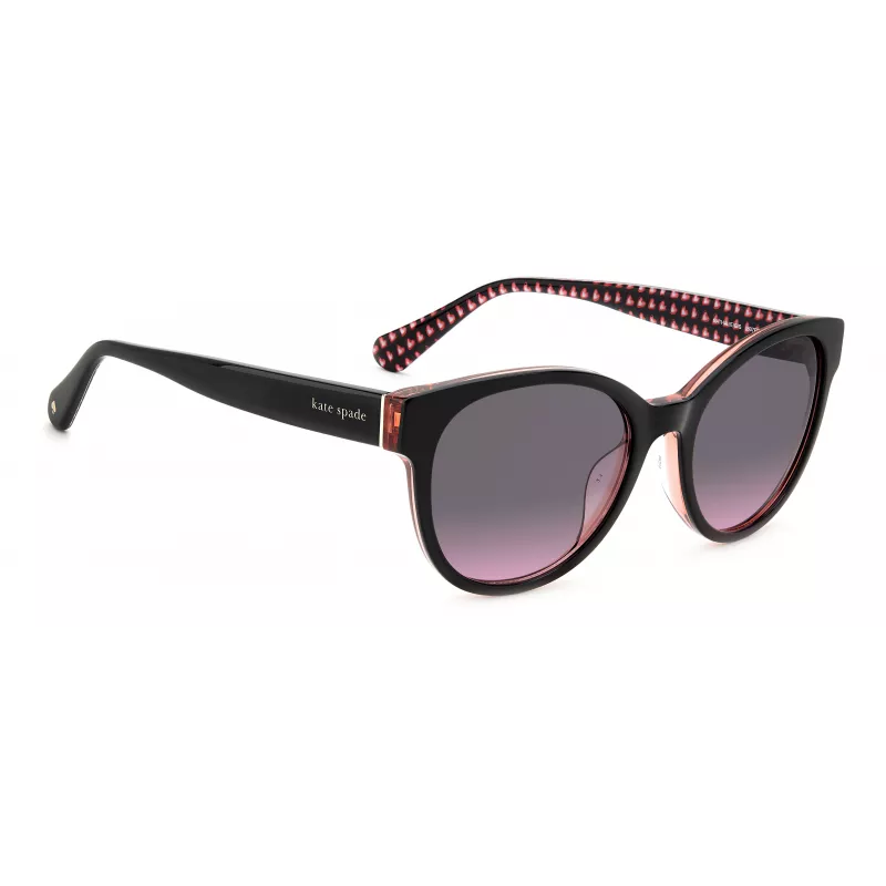 KATE SPADE Moteriški akiniai nuo saulės Nathalie GS807 - Juodas acetatinis rėmelis, pilki gradientiniai lęšiai 55/17/140 mm