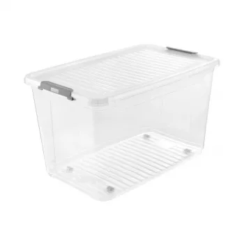 keeeper dėžė su dangčiu ant ratukų clipbox Leo 59x38x35,5cm 56L permatoma