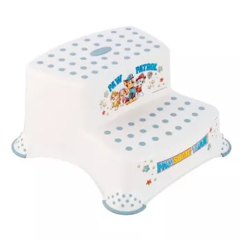 keeeper kids dviejų pakopų taburetė 'Igor' Paw Patrol, balta su spauda, apkrova 80 kg, neslystanti, 40x37x21 cm