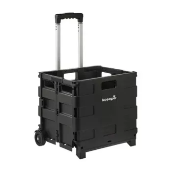 keeeper Olli sulankstomas pirkinių vežimėlis 45L juodas, keliamoji galia 25 kg, teleskopinė rankena, aliuminio rėmas