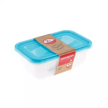 keeeper 2 vnt. stačiakampės maisto talpos 3,3 l Fredo Fresh permatomos/šviesiai mėlynos
