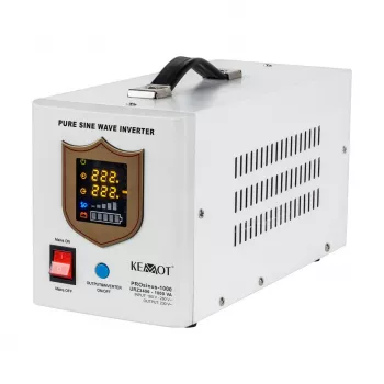 KEMOT PROsinus-1000 avarinis maitinimo šaltinis – gryno sinusinio signalo keitiklis su 12V įkrovimo funkcija, 230V, 1000VA/700W