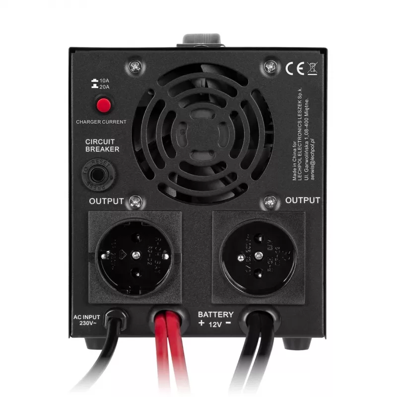 KEMOT PROsinus-1000 gryno sinusinio bangos UPS keitiklis su įkrovikliu 12V 230V 1000VA/700W juodos spalvos