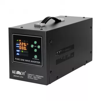 KEMOT PROsinus-1500/24-LFP4 grynojo sinusoidės UPS keitiklis 1500VA/1050W 24V DC į 230V AC su akumuliatoriaus įkrovikliu
