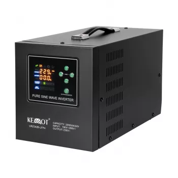 KEMOT PROsinus-2000/24-LFP4 gryno sinusinio bangos UPS keitiklis 2000VA/1400W 24V DC į 230V AC su įkrovikliu