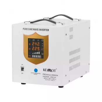 KEMOT PROsinus-2000/24 Nepertraukiamo maitinimo šaltinio keitiklis su gryna sinusine banga ir įkrovimo funkcija 24V 230V 2000VA/1400W