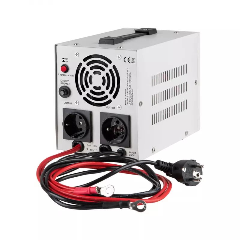 KEMOT PROsinus-800 avarinis maitinimo blokas – gryno sinusinio signalo keitiklis su 12V įkrovimo funkcija, 230V, 800VA/500W
