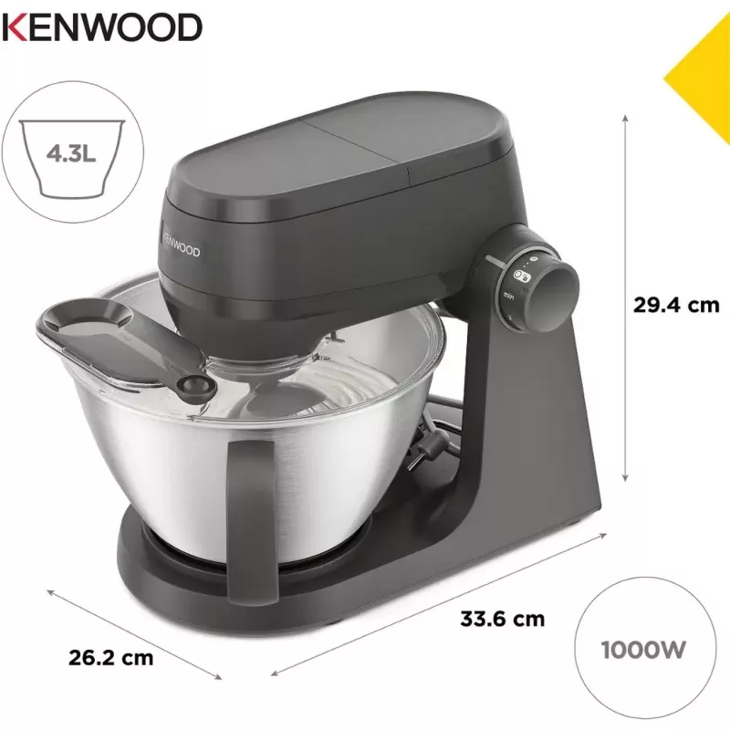 Kenwood KHC30.045GY 1000 W virtuvės kombainas su 4.3 L dubeniu, nerūdijančio plieno, pilkas