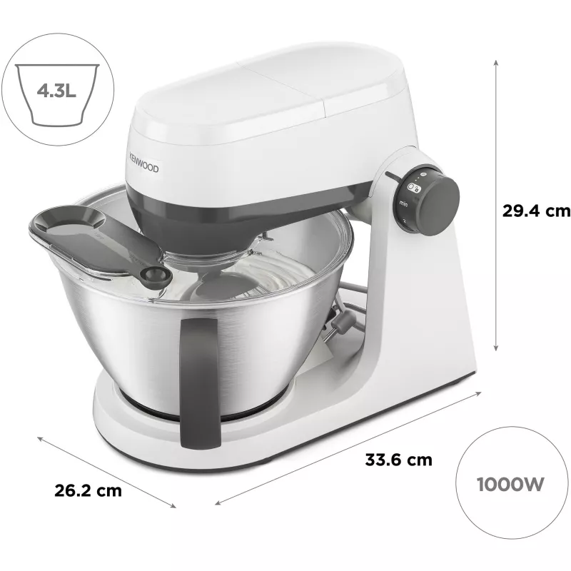 KENWOOD Multi-Tasker KHC30.000WH Virtuvinis kombainas (pilka/balta, 1000 W, 4,3 L dubuo)