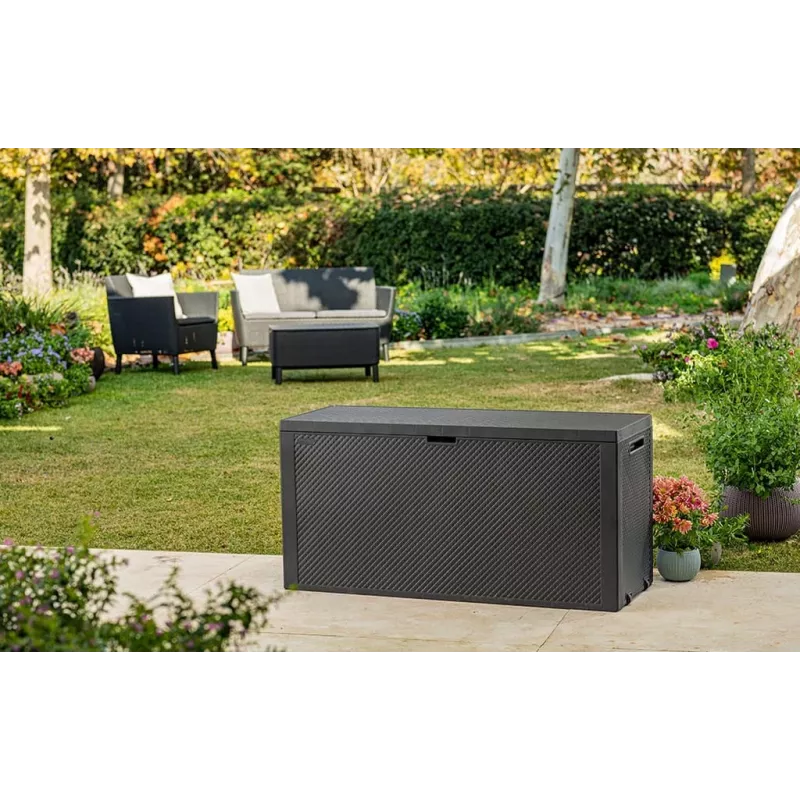 Keter 249384 lauko dėžė stačiakampė, derva, šviesiai pilka, 845L