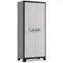 Keter Tool Cabinet Titan 80x44x182 cm tamsiai pilka/juoda, sunkiosios apkrovos polipropileno dervos spintelė su 4 reguliuojamomis lentynomis, užrakinamomis dvigubomis durimis, atspariomis oro sąlygoms, naudojimui viduje/lauke