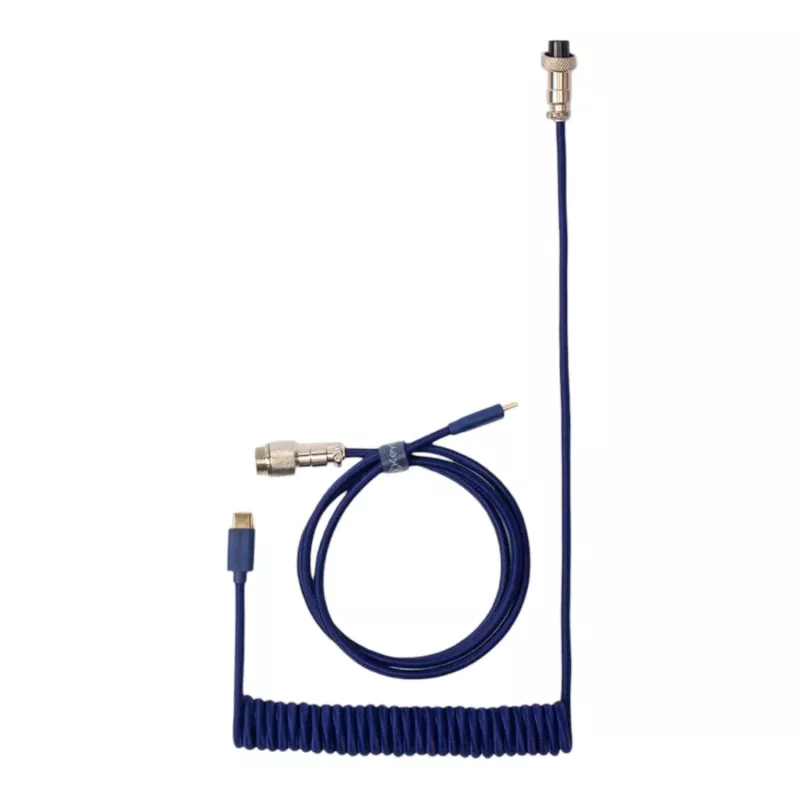 Keychron Coiled Aviator Blue Cable USB-C į USB-A su GX16 4 kontaktų atjungiamu jungtuku, 200 cm