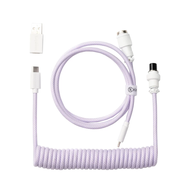 Keychron Coiled Aviator Cable - šviesiai violetinė/tiesi