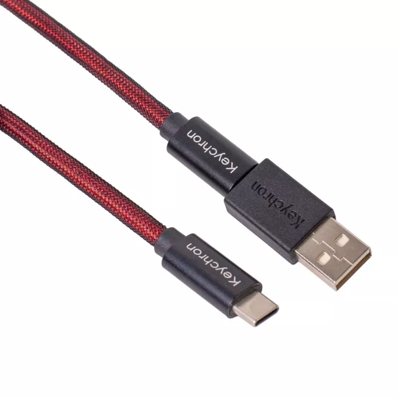 Keychron Coiled Aviator Cable - Raudona (USB-A į USB-C, 2m, atjungiama GX12)