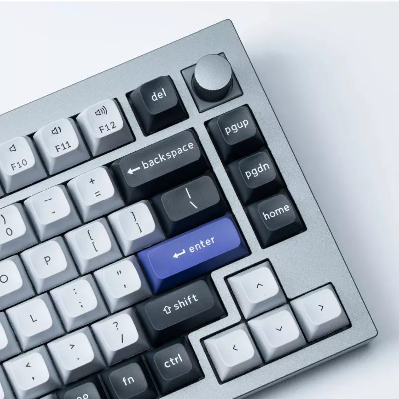 Keychron Double Shot KSA PBT klavišų rinkinys - tamsiai pilka / balti dūmai (137 klavišų, MX stiliaus, ANSI)