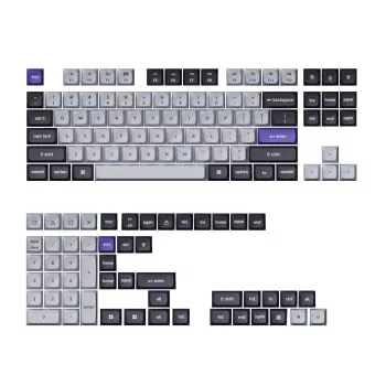 Keychron Double Shot KSA PBT klavišų rinkinys - tamsiai pilka / balti dūmai (137 klavišų, MX stiliaus, ANSI)