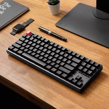 Keychron K8 QMK 80% TKL belaidė mechaninė klaviatūra V2 su raudonais jungikliais - juoda