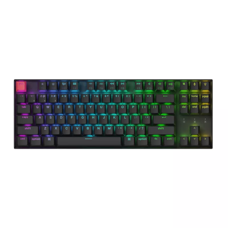 Keychron K8 QMK 80% TKL belaidė mechaninė klaviatūra V2 su raudonais jungikliais - juoda