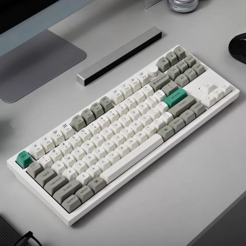 Keychron Q3 Max 80% pilnai surinkta klaviatūra su reguliavimo rankenėle, raudoni jungikliai, Hot-Swap Gateron Jupiter RGB belaidė klaviatūra - Shell White