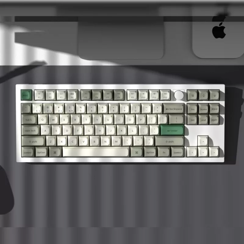 Keychron Q3 Max 80% pilnai surinkta klaviatūra su reguliavimo rankenėle, raudoni jungikliai, Hot-Swap Gateron Jupiter RGB belaidė klaviatūra - Shell White