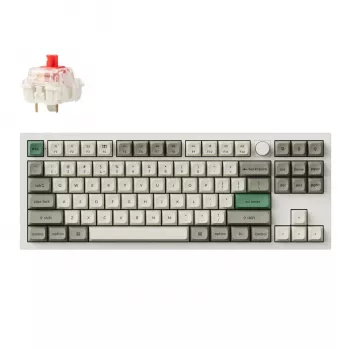 Keychron Q3 Max 80% pilnai surinkta klaviatūra su reguliavimo rankenėle, raudoni jungikliai, Hot-Swap Gateron Jupiter RGB belaidė klaviatūra - Shell White