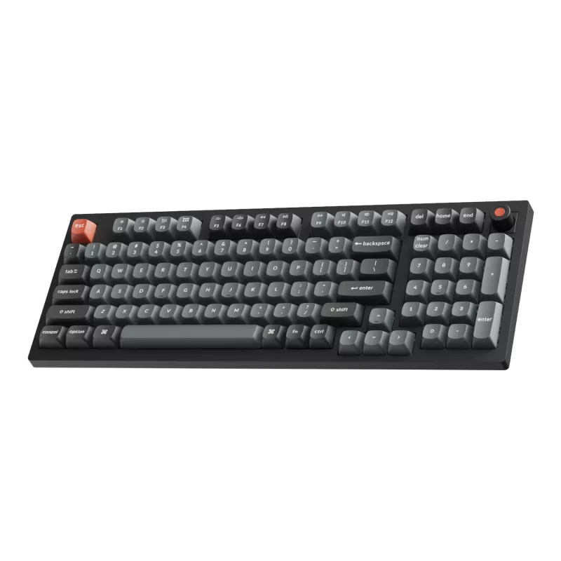 Keychron V5 Ultra 96% 8K raudoni jungikliai, karštai keičiama, Silk POM RGB belaidė klaviatūra