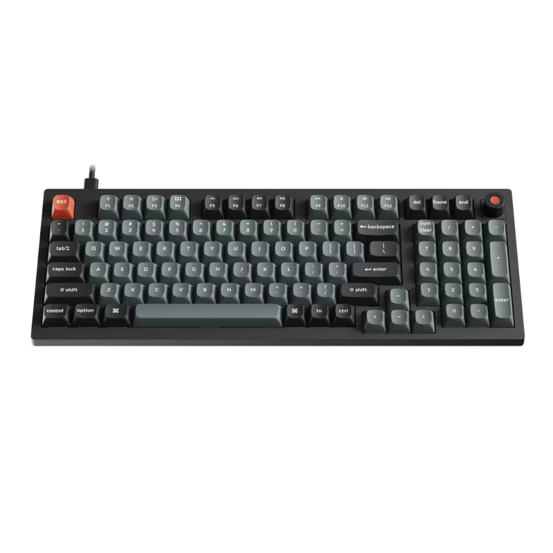 Keychron V5 Ultra 96% 8K raudoni jungikliai, karštai keičiama, Silk POM RGB belaidė klaviatūra