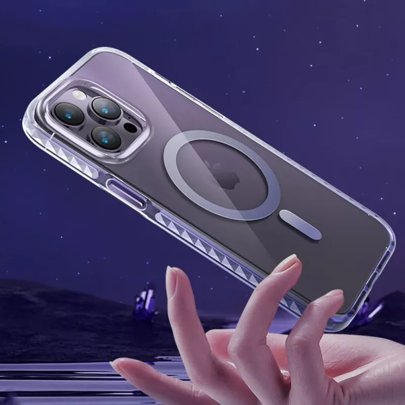 Kingxbar PQY Ice Crystal Series Magnetic Case for iPhone 14 Pro MagSafe Pink and Blue