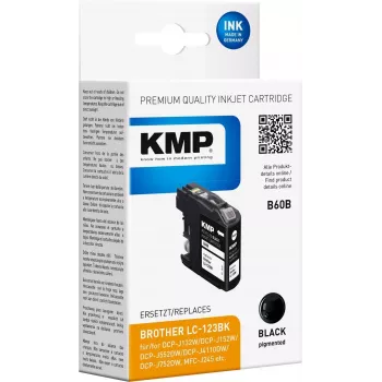 KMP B60B juoda rašalo kasetė, skirta Brother LC-123BK (14,1 ml, suderinama) 1525,4001
