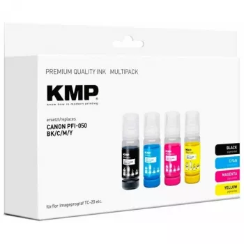 KMP suderinamas Canon PFI-050 rašalo kasetės rinkinys juoda/ciano/magenta/geltona (1588,0005)